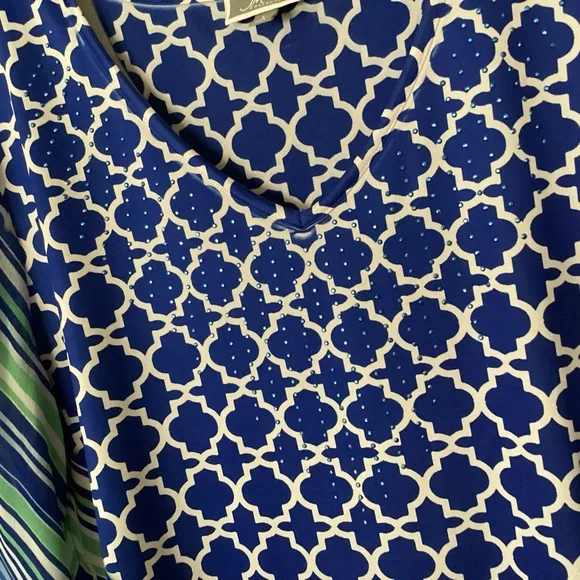 JM Collection Womens pullover V-neck Blouse beaded Size Large Adjustable - Picture 10 of 15